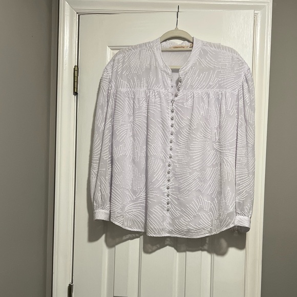 Soft Surroundings pearl button embroidered Top - Picture 2 of 4